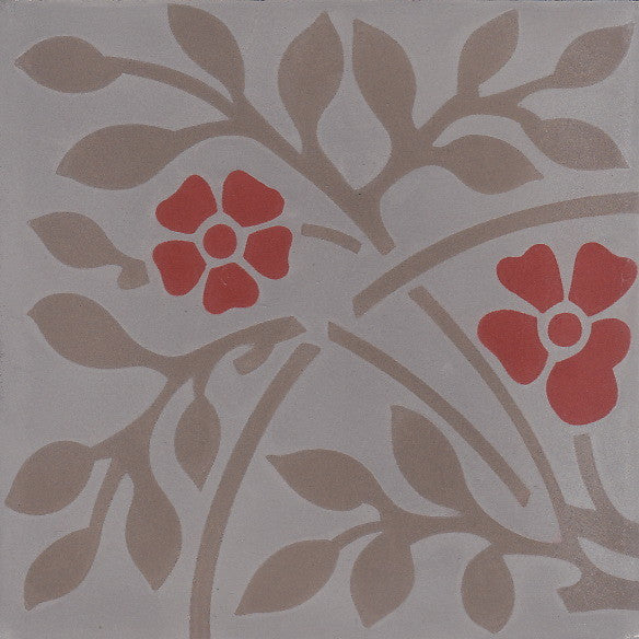 cementtile carreau ciment Roseline red 20x20 /C2 C4 C102