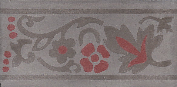 cementtile carreau ciment Roseline Frise red  FR10x20 /C2 C4 C102